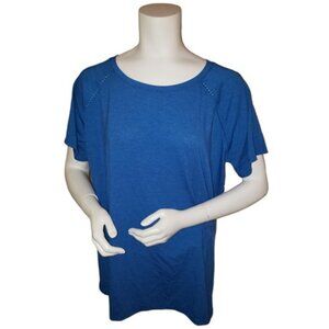 Workout T shirt Active Top St John's Bay London Blue + Pink heather XL NWT